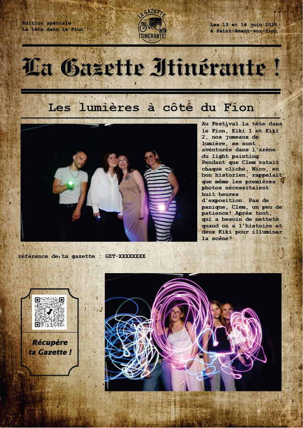 exemple de Gazette imprimée sur place durant l'animation Gazette Itinérante