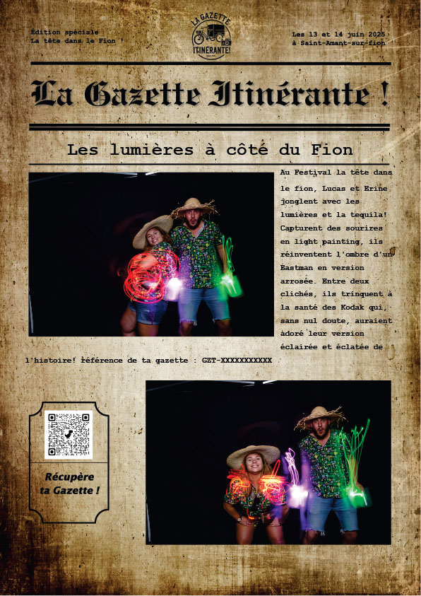 exemple de Gazette imprimée sur place durant l'animation Gazette Itinérante