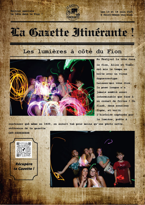 exemple de Gazette imprimée sur place durant l'animation Gazette Itinérante